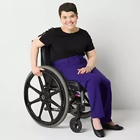 Liz Claiborne Adaptive Emma Ponte Womens Easy-on + Easy-off Seated Wear Straight Mid Rise Ankle Pant