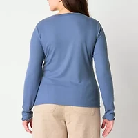 a.n.a Ribbed Womens Crew Neck Long Sleeve T-Shirt