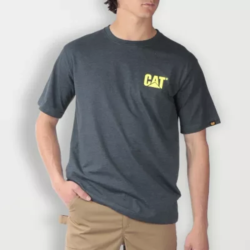 CAT Trademark Heather Mens Crew Neck Short Sleeve T-Shirt