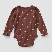 Okie Dokie Waffle Knit Baby Girls Round Neck Long Sleeve Bodysuit