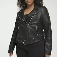 Levi's Womens Faux Leather Belted Midweight Motorcycle Jacket