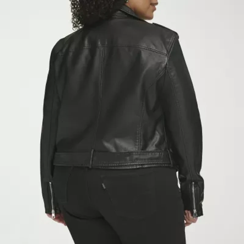 Levi's Womens Faux Leather Belted Midweight Motorcycle Jacket
