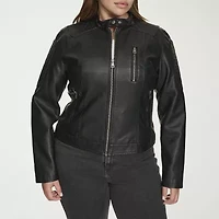 Levi's Womens Faux Leather Wind Resistant Midweight Plus Jacket