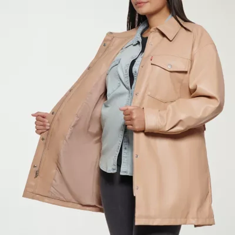 Levi's® Womens Faux Leather Belted Water Resistant Midweight Plus Jacket