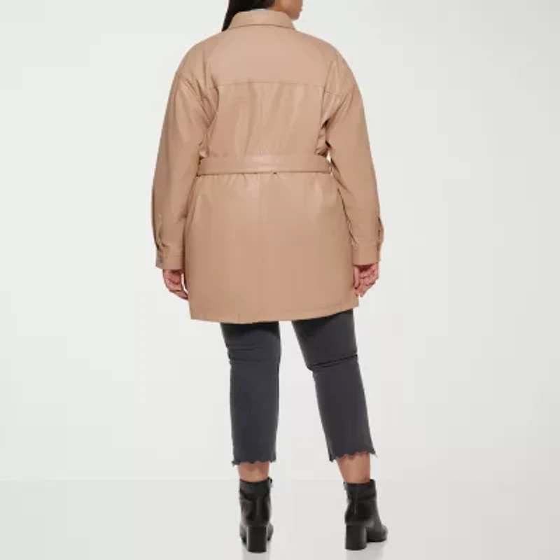 Levi's® Womens Faux Leather Belted Water Resistant Midweight Plus Jacket