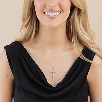 G Womens 1/2 CT. T.W. Lab Grown White Diamond 10K Gold Cross 18 Inch Pendant Necklace