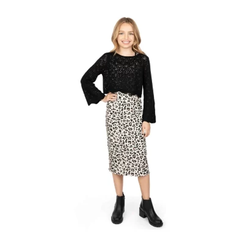 Speechless Big Kid Girls Sleeveless Leopard Dress Set