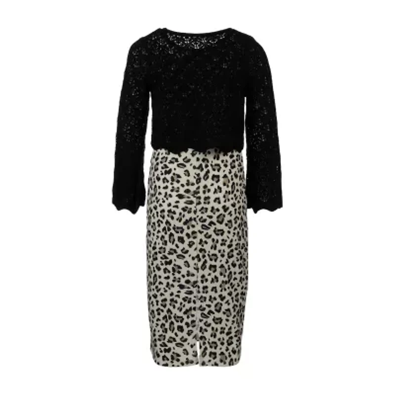 Speechless Big Kid Girls Sleeveless Leopard Dress Set