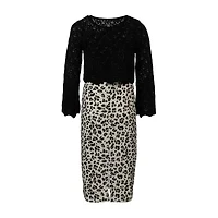 Speechless Big Kid Girls Sleeveless Leopard Dress Set