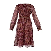 Speechless Big Kid Girls Belted Long Sleeve A-Line Dress