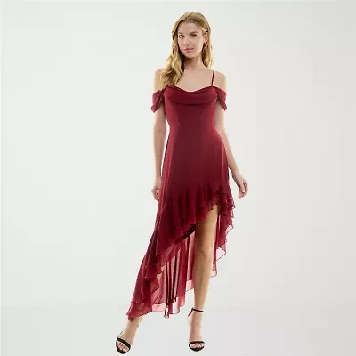 City Triangle Womens Short Sleeve Midi Juniors Fit + Flare Dress