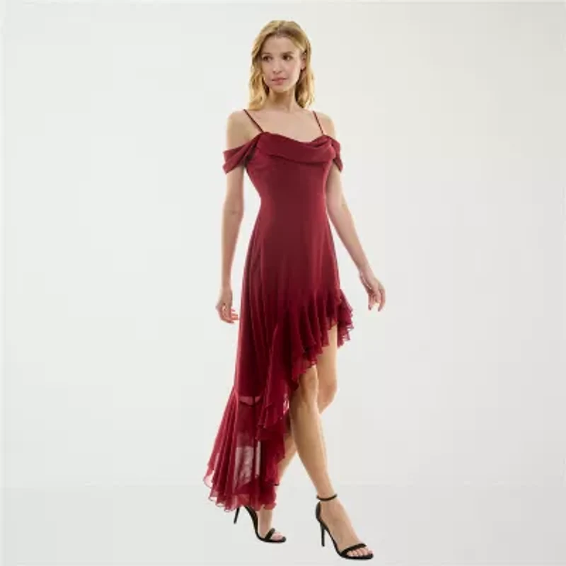 City Triangle Womens Short Sleeve Midi Juniors Fit + Flare Dress