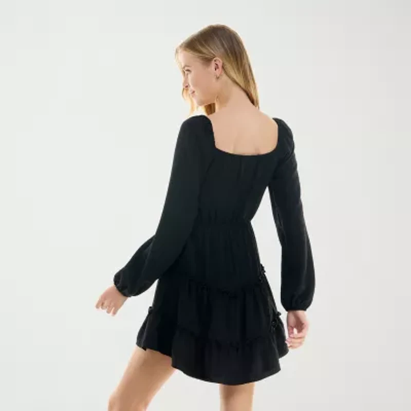City Triangle Womens Long Sleeve Juniors Fit + Flare Dress