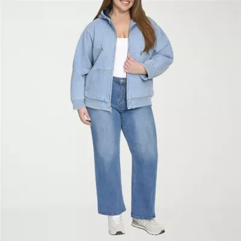 Levi's® Womens Plus Denim Hooded Midweight Bomber Jacket