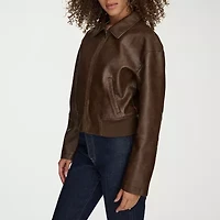 Levi's Womens Faux Leather Wind Resistant Midweight Bomber Jacket