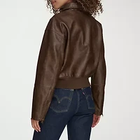 Levi's Womens Faux Leather Wind Resistant Midweight Bomber Jacket