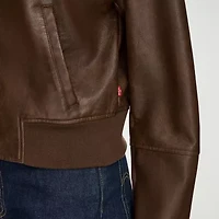 Levi's Womens Faux Leather Wind Resistant Midweight Bomber Jacket