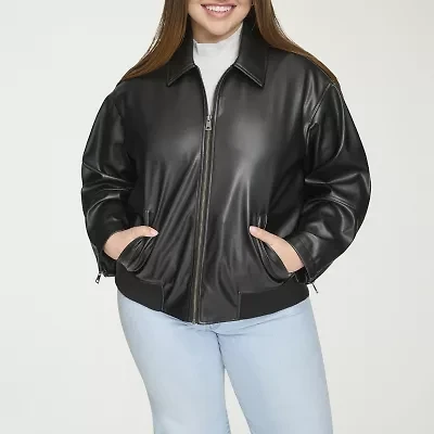 Levi's Faux Leather Wind Resistant Midweight Womens Plus Bomber Jacket