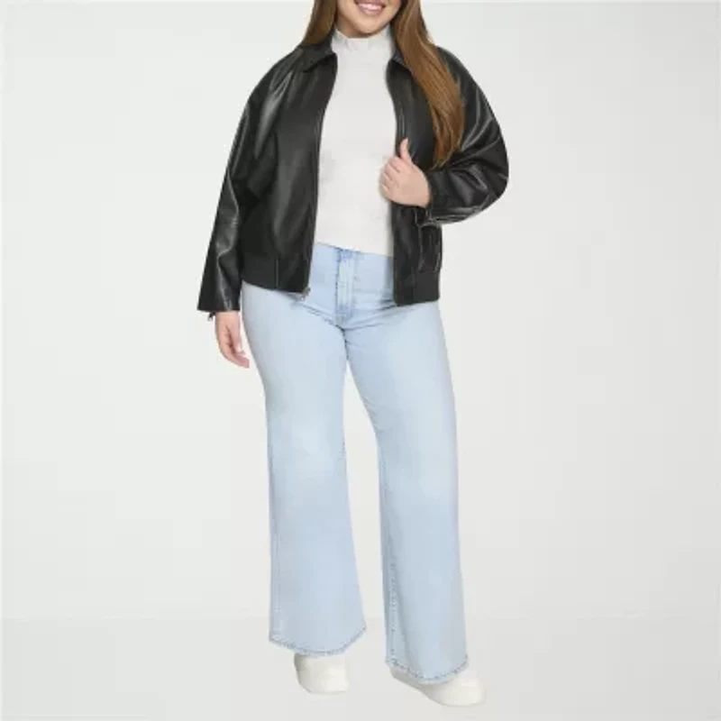 Levi's Womens Faux Leather Midweight Plus Bomber Jacket