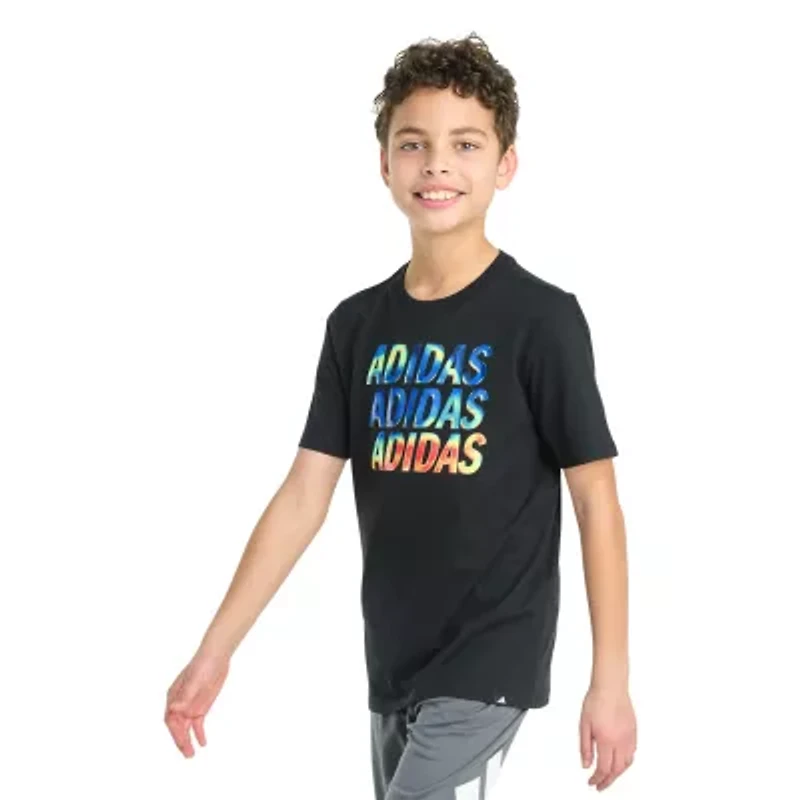 adidas Big Kid Boys Crew Neck Short Sleeve Regular Fit Graphic T-Shirt