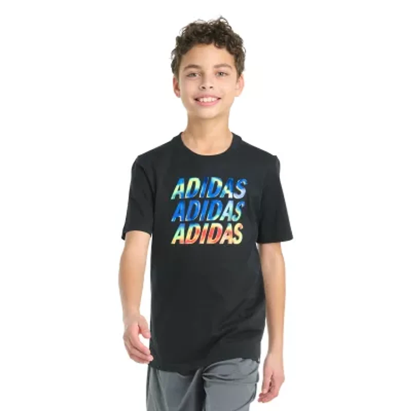 adidas Big Kid Boys Crew Neck Short Sleeve Regular Fit Graphic T-Shirt
