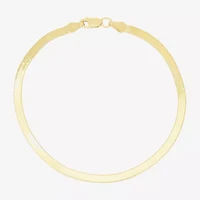 Womens 14K Gold 7 Inch Semisolid Herringbone Chain Bracelet