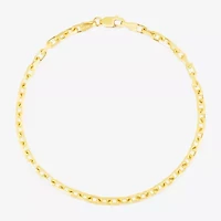 Mens 14K Gold 7.25 Inch Solid Link Chain Bracelet
