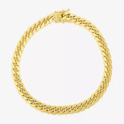 Mens 14K Gold 8 1/2 Inch Hollow Cuban Chain Bracelet