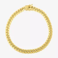 Mens 14K Gold 8 1/2 Inch Hollow Cuban Chain Bracelet