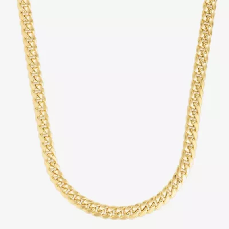 Mens 14K Gold 8 1/2 Inch Hollow Cuban Chain Bracelet