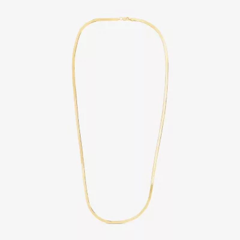 Womens 14K Gold 16 Inch Herringbone Chain Necklace