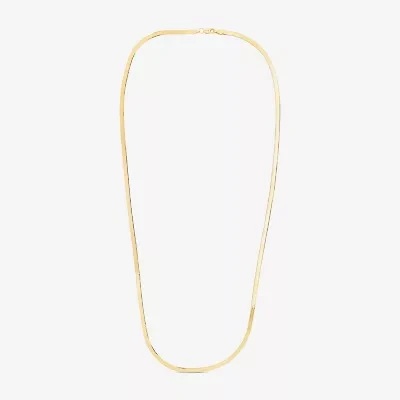 Womens 14K Gold 16 Inch Herringbone Chain Necklace