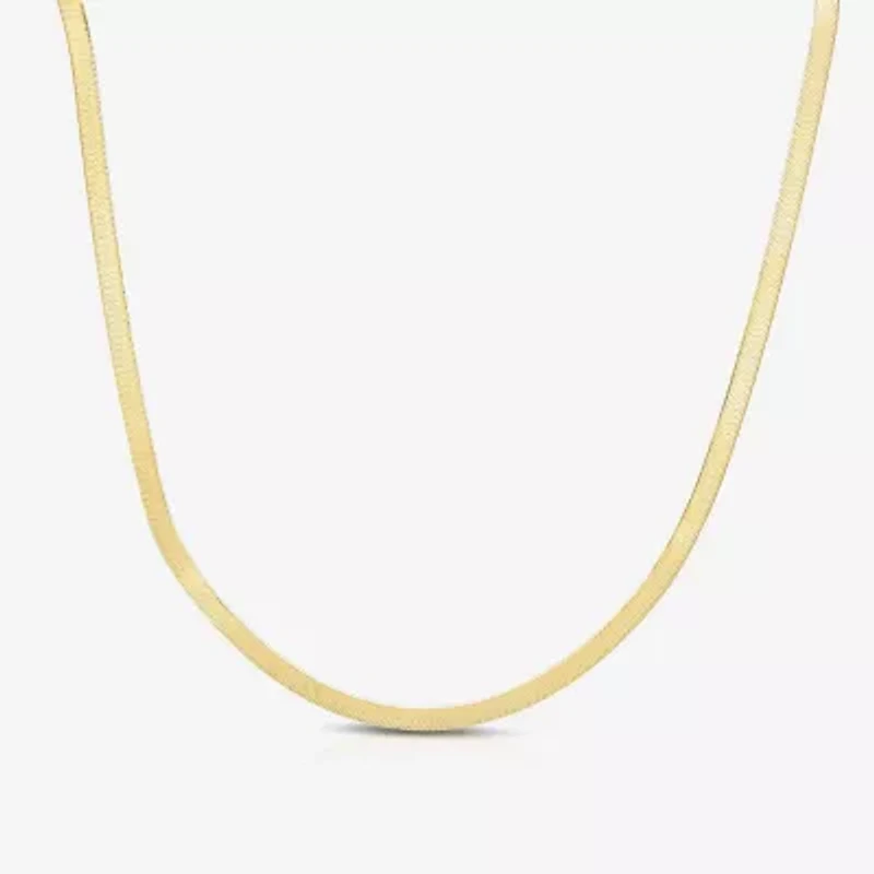 Womens 14K Gold 16 Inch Herringbone Chain Necklace