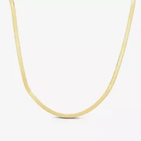 Womens 14K Gold 16 Inch Herringbone Chain Necklace