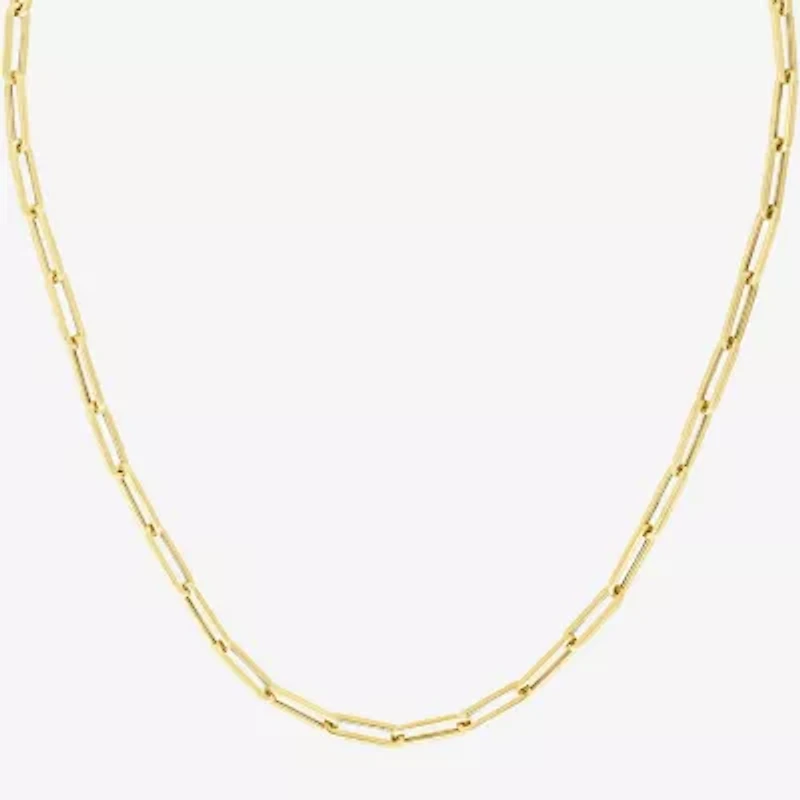 Unisex Adult 14K Gold 18 Inch Paperclip Chain Necklace