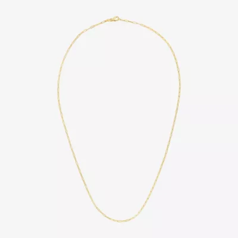 Womens 14K Gold 16 Inch Paperclip Chain Necklace