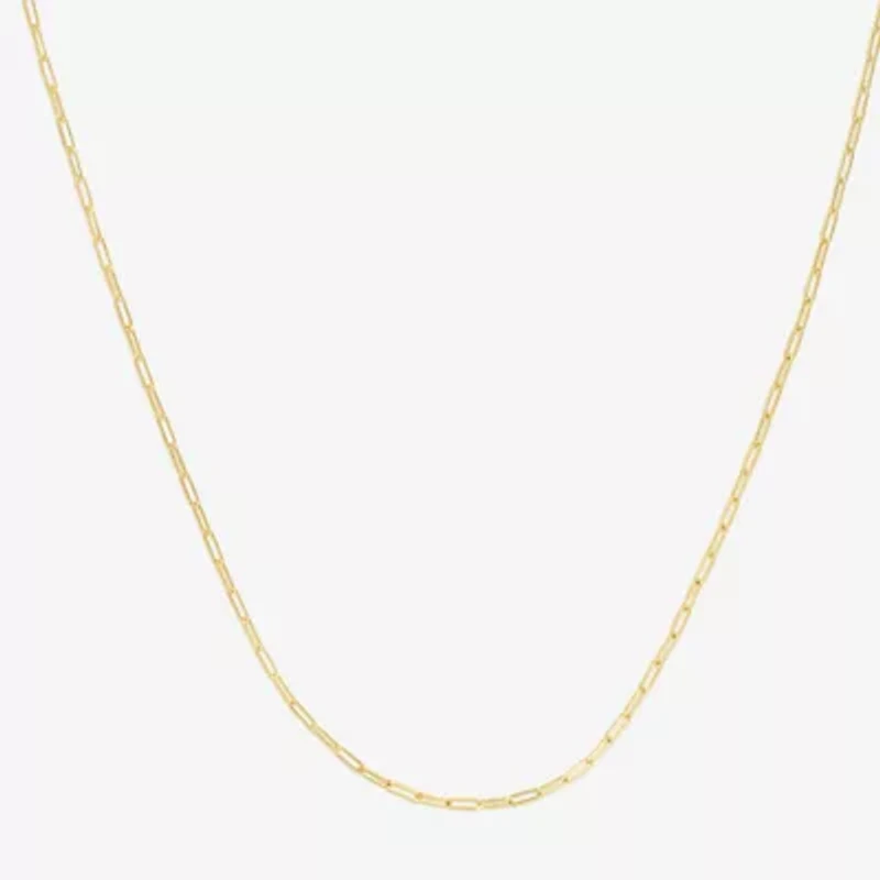 Womens 14K Gold 16 Inch Paperclip Chain Necklace