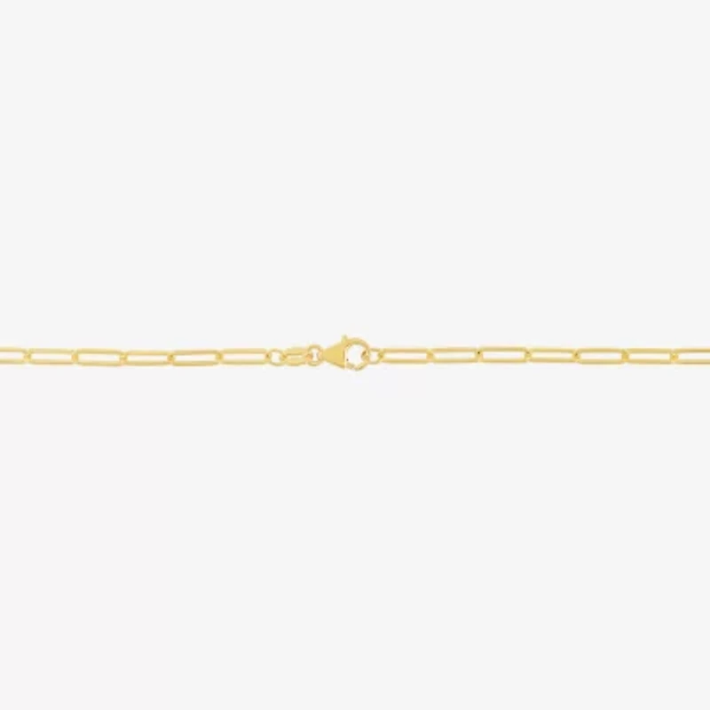 Womens 14K Gold 16 Inch Paperclip Chain Necklace