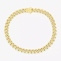Mens 14K Gold 8 Inch Semisolid Cuban Chain Bracelet