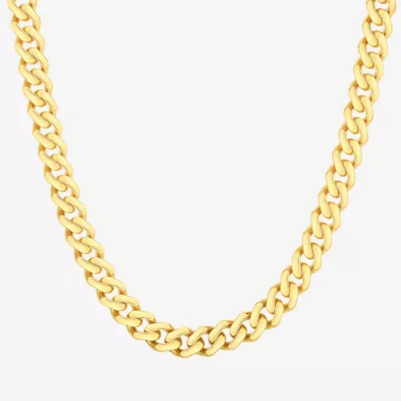 Mens 14K Gold 8 Inch Semisolid Cuban Chain Bracelet