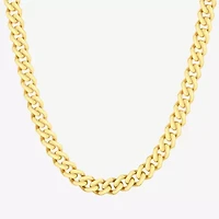 Mens 14K Gold 8 Inch Semisolid Cuban Chain Bracelet