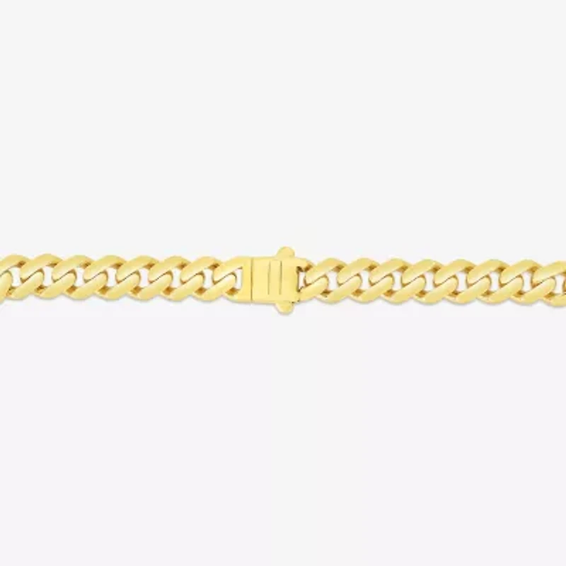 Mens 14K Gold 8 Inch Semisolid Cuban Chain Bracelet