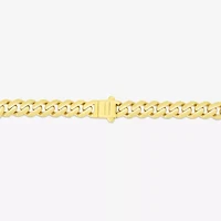 Mens 14K Gold 8 Inch Semisolid Cuban Chain Bracelet