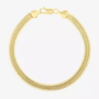 Unisex Adult 14K Gold 7 Inch Semisolid Snake Chain Bracelet