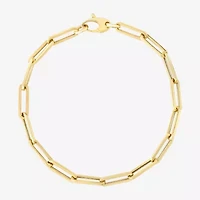 Womens 14K Gold 7.5 Inch Semisolid Paperclip Chain Bracelet