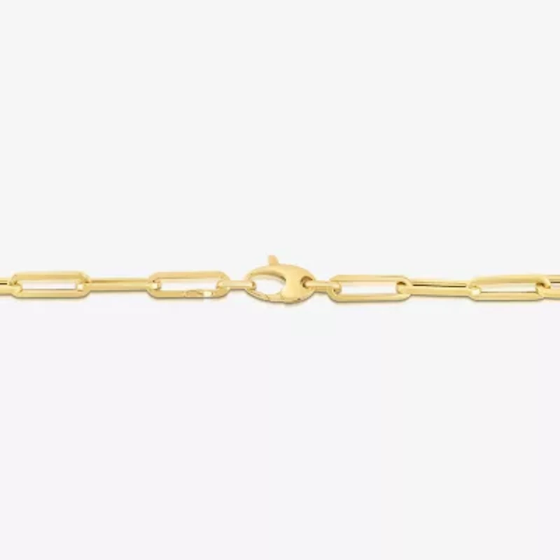 Womens 14K Gold 7.5 Inch Semisolid Paperclip Chain Bracelet