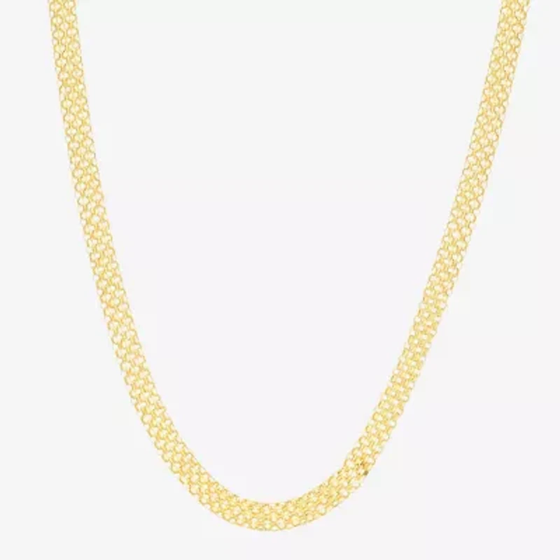 Womens 14K Gold 18 Inch Braid Chain Necklace