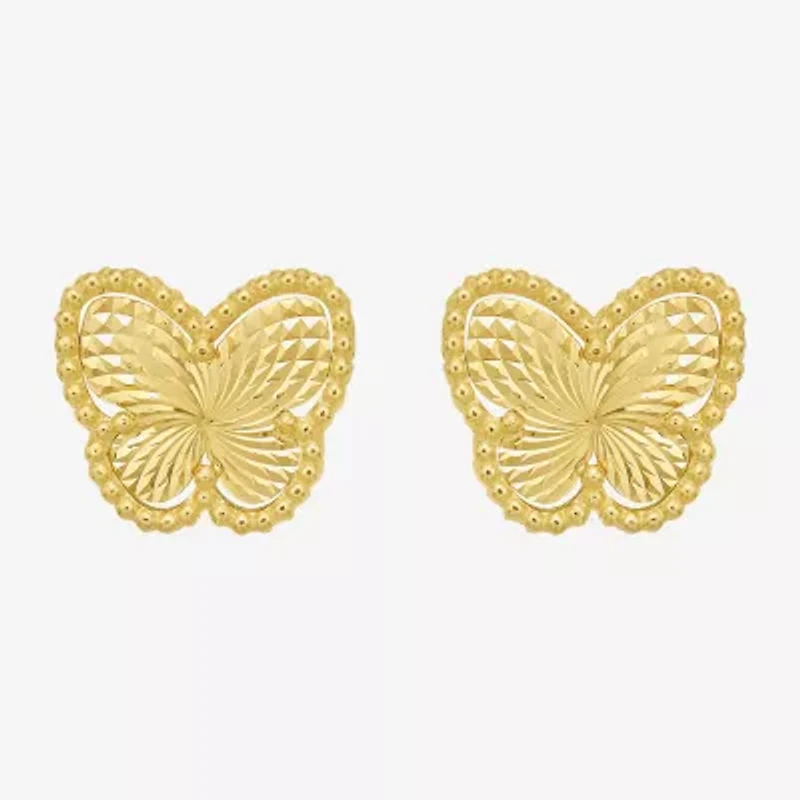 14K Gold 8.4mm Butterfly Stud Earrings