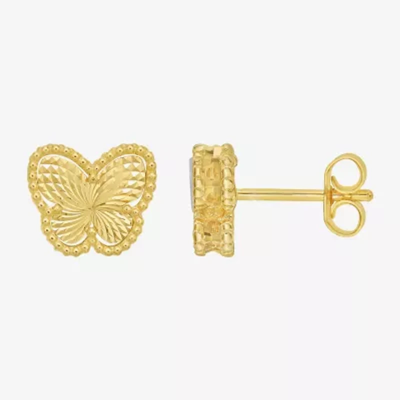 14K Gold 8.4mm Butterfly Stud Earrings