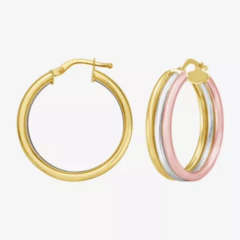 Womens 14K Gold 27mm Hoop Earrings